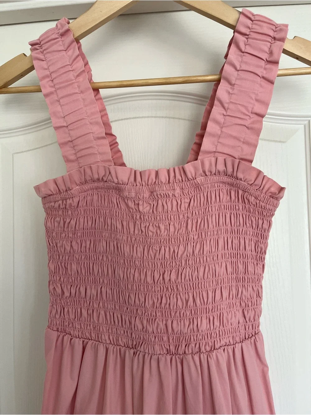 Abercrombie & Fitch Pink Smocked Strap Tiered Maxi Dress